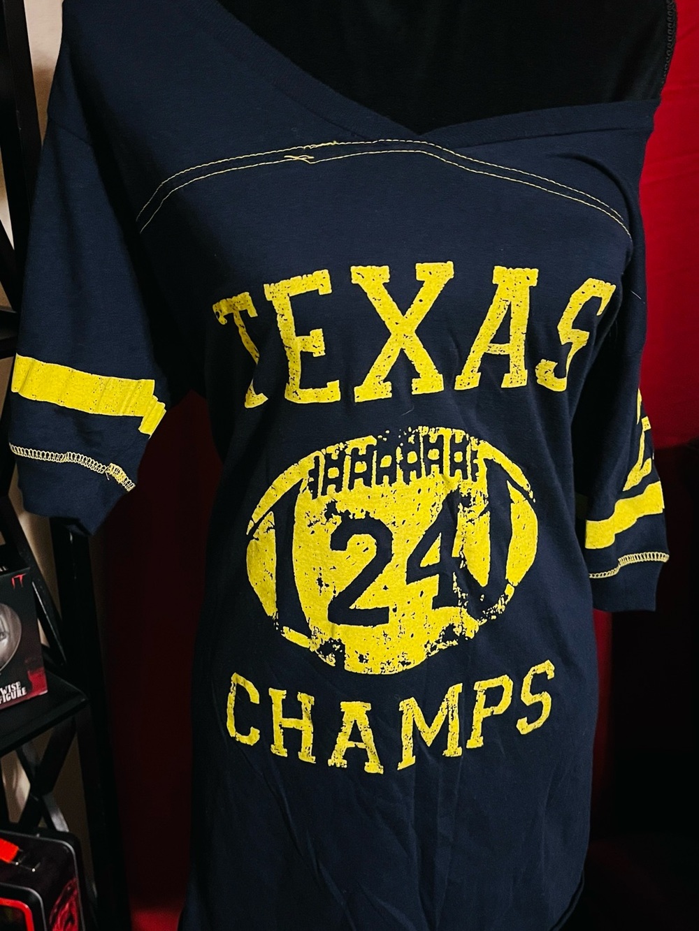 On Fire Navy & Yellow 'Texas Champs' Football Tee